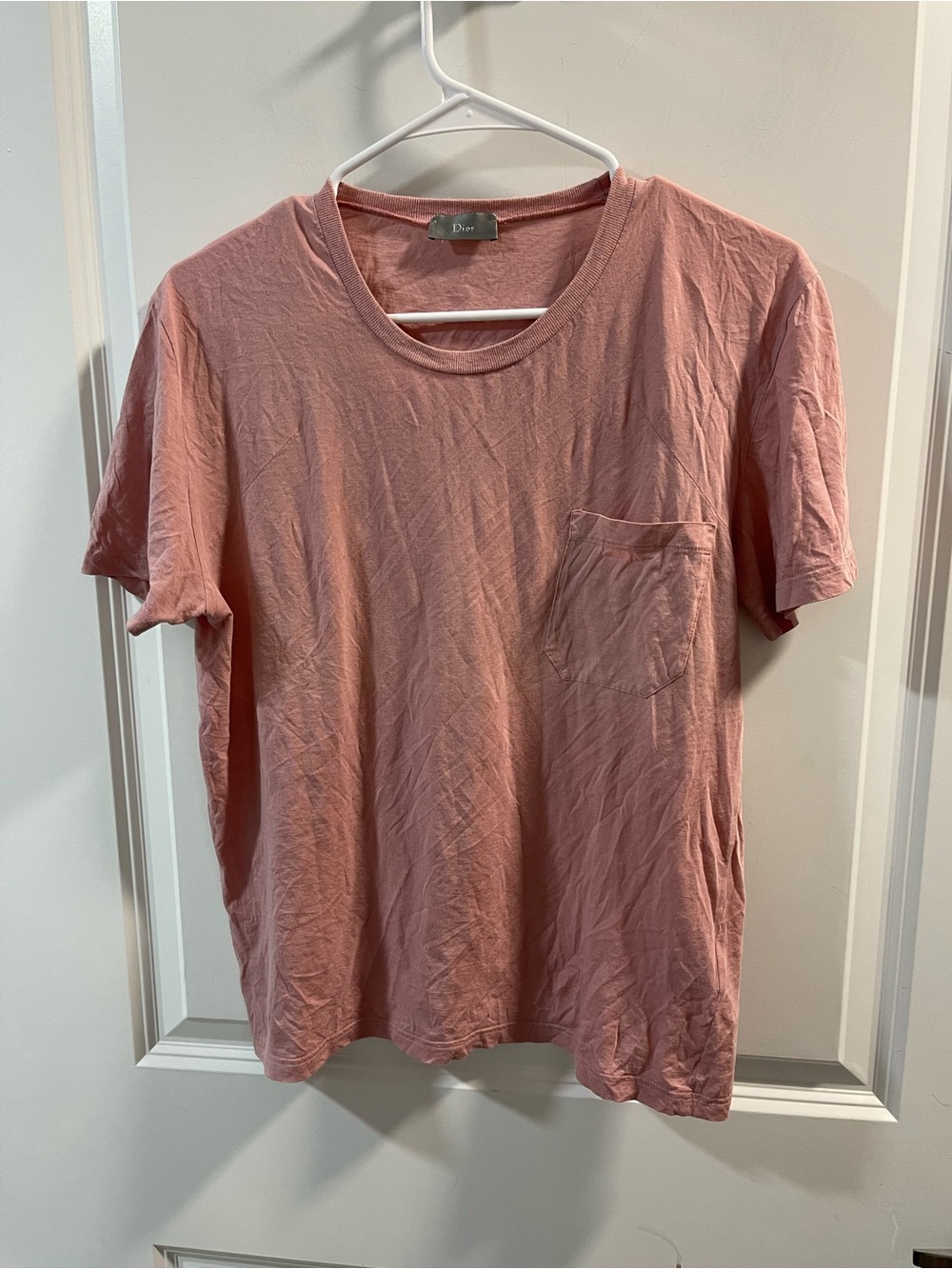 Dior Women’s Dusty Rose Short-Sleeve Pocket Tee Have One Small Pin Hole